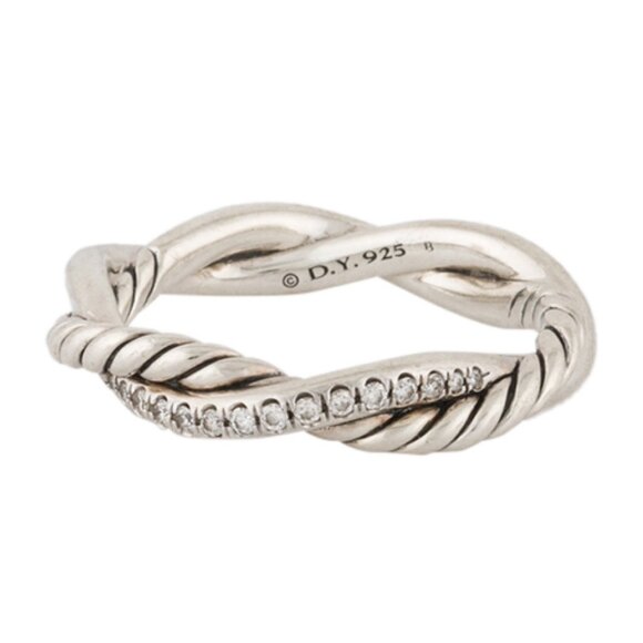 DAVID YURMAN DIAMOND STERLING SILVER 925 PETITE INFINITY BAND RING - Picture 5 of 10